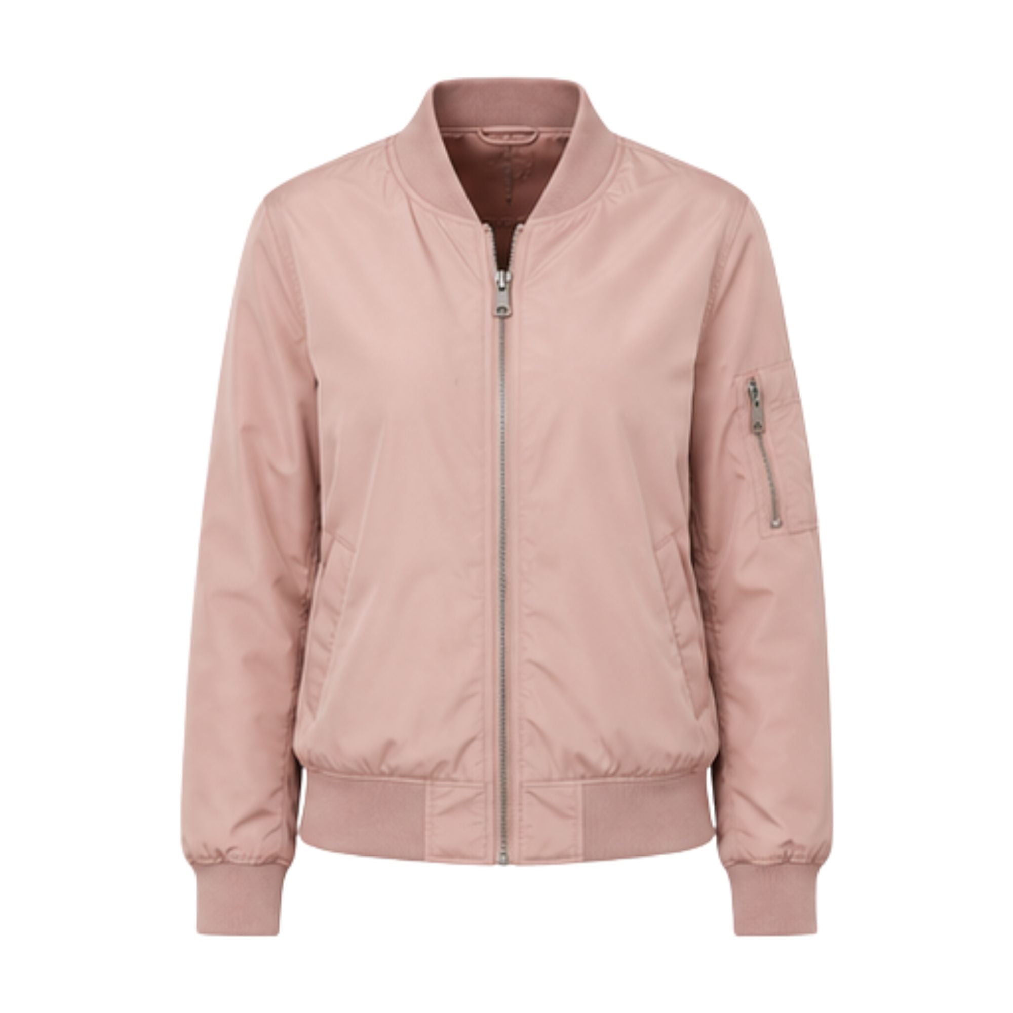 Chaqueta Bomber Rosa para Mujer con Cierre de Cremallera y Bolsillo en la Manga