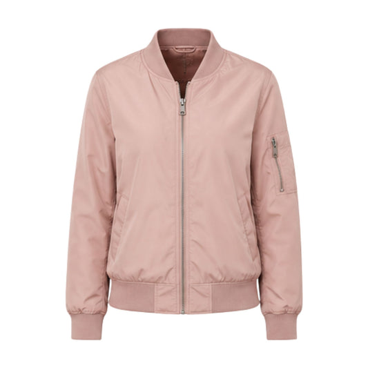 Chaqueta Bomber Rosa para Mujer con Cierre de Cremallera y Bolsillo en la Manga