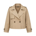 Chaqueta Corta para Mujer en Beige con Doble Botonadura y Solapas