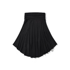 Falda asimétrica negra de talle bajo para mujer – Falda plisada de largo medio estilo A para calle