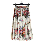 Falda midi de corte A para mujer, cintura elástica alta, falda floral a la moda