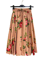 Falda midi de corte A para mujer, cintura elástica alta, falda floral a la moda