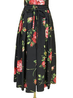 Falda midi de corte A para mujer, cintura elástica alta, falda floral a la moda