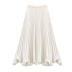 Falda midi plisada de talle alto para mujer, estilo casual universitario