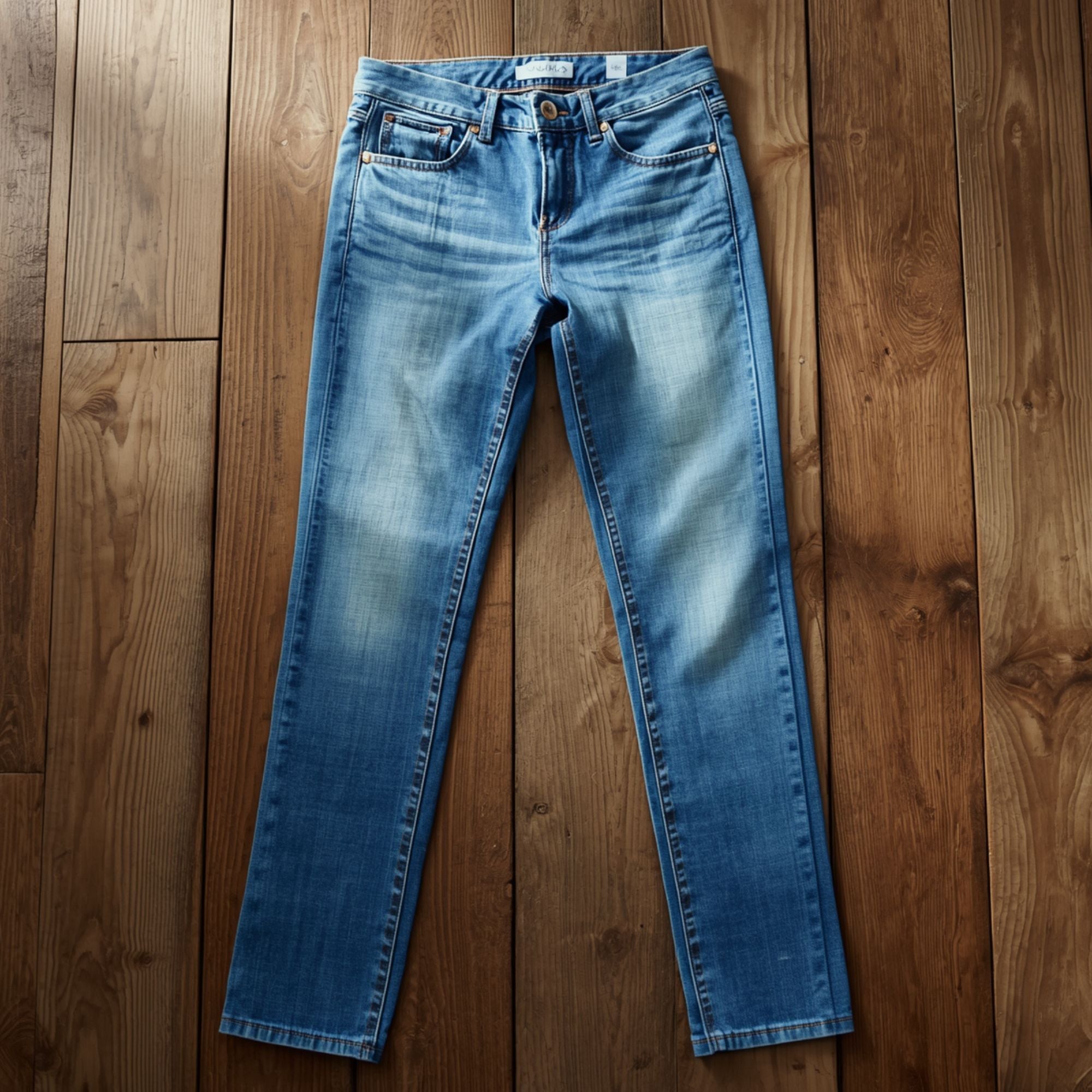 Jeans de Corte Recto para Mujer en Azul Denim con Diseño Clásico de Cinco Bolsillos