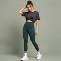 Leggings Verde Oscuro para Mujer de Cintura Alta y Corte Largo