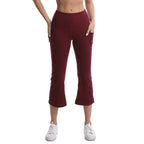 Leggings de yoga de color liso para mujer con bolsillos, pantalones de fitness elásticos cortos