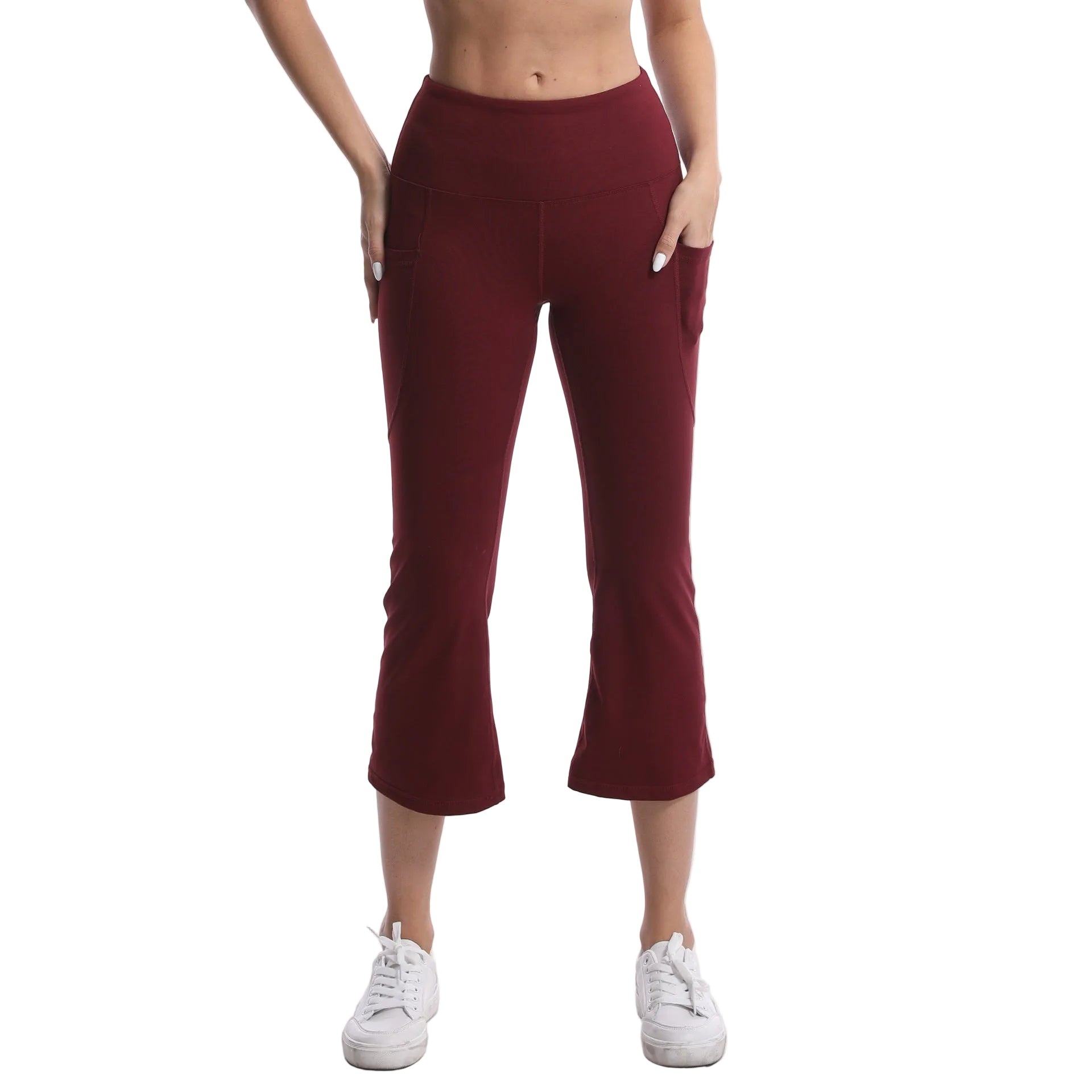 Leggings de yoga de color liso para mujer con bolsillos, pantalones de fitness elásticos cortos