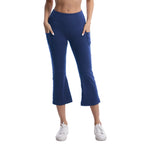 Leggings de yoga de color liso para mujer con bolsillos, pantalones de fitness elásticos cortos