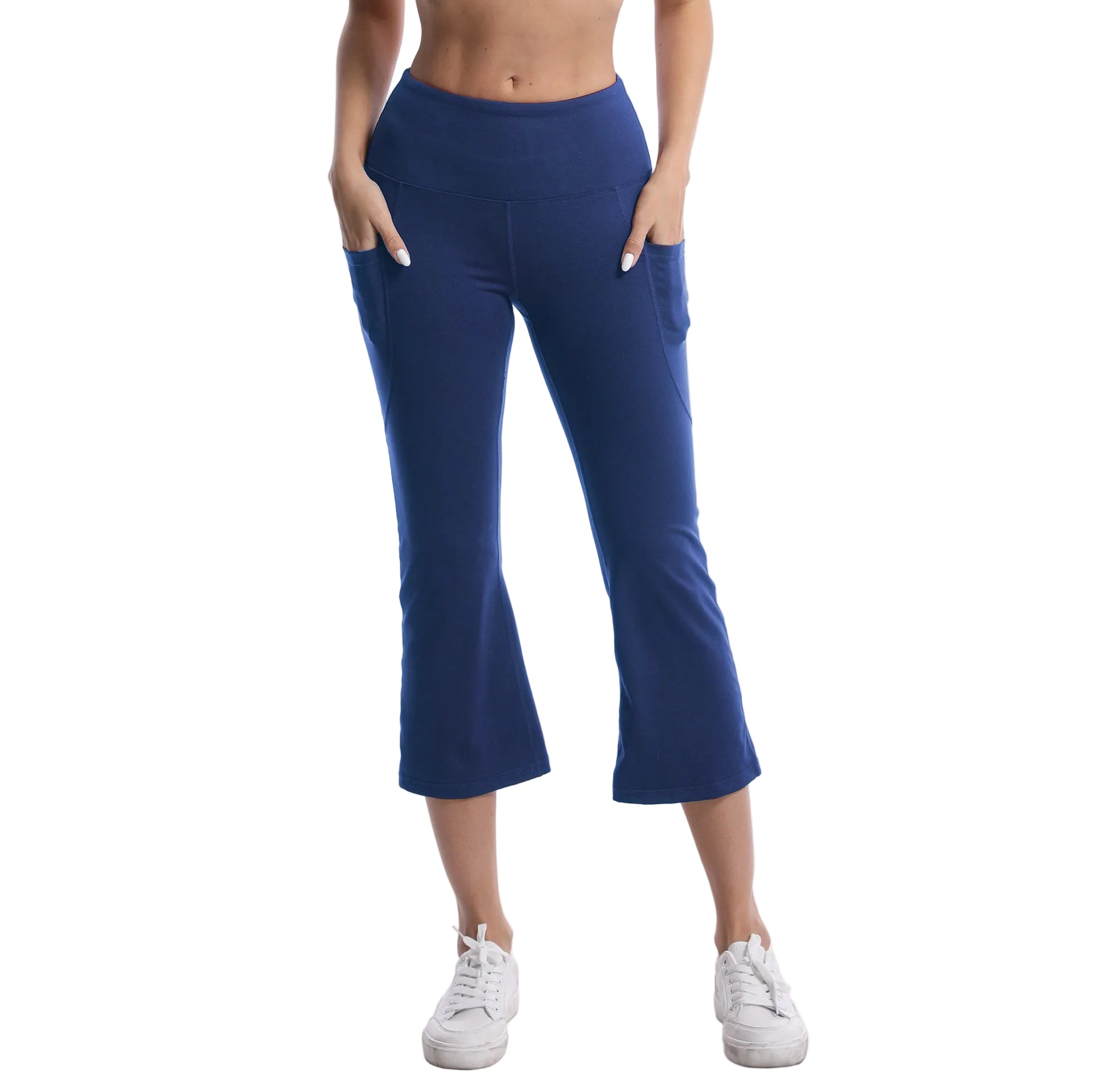Leggings de yoga de color liso para mujer con bolsillos, pantalones de fitness elásticos cortos