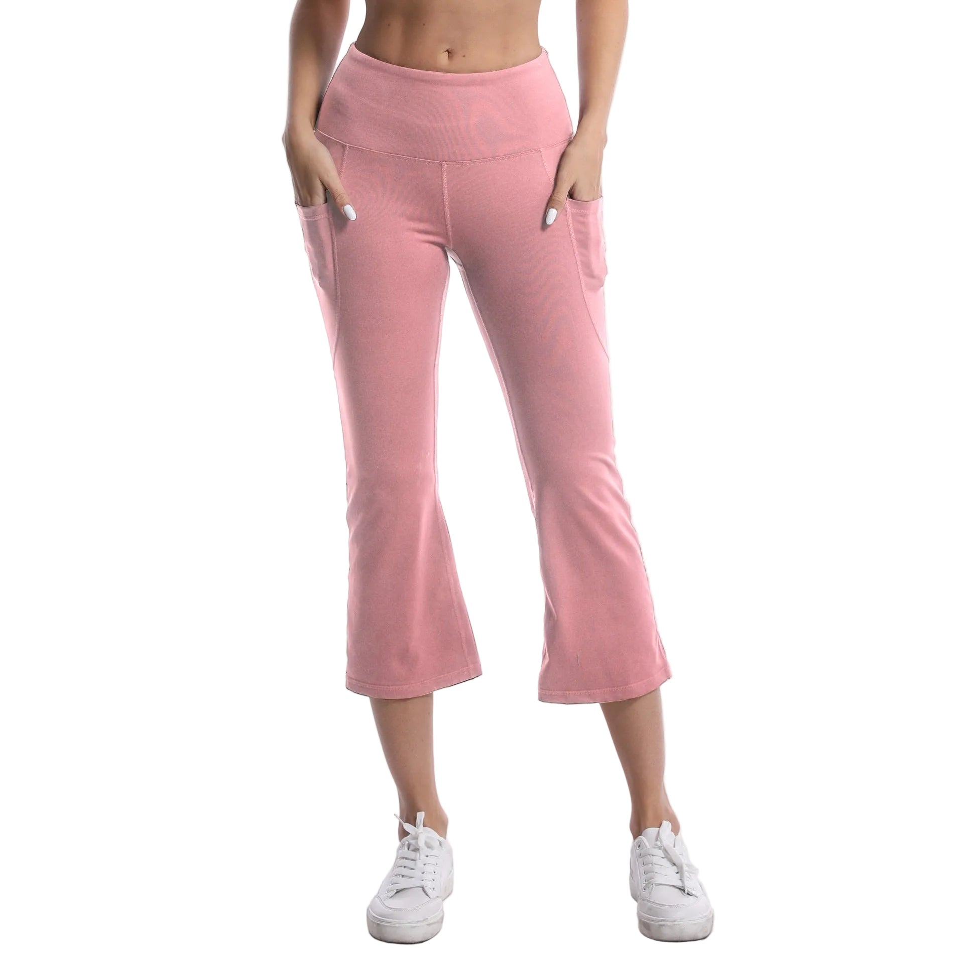Leggings de yoga de color liso para mujer con bolsillos, pantalones de fitness elásticos cortos