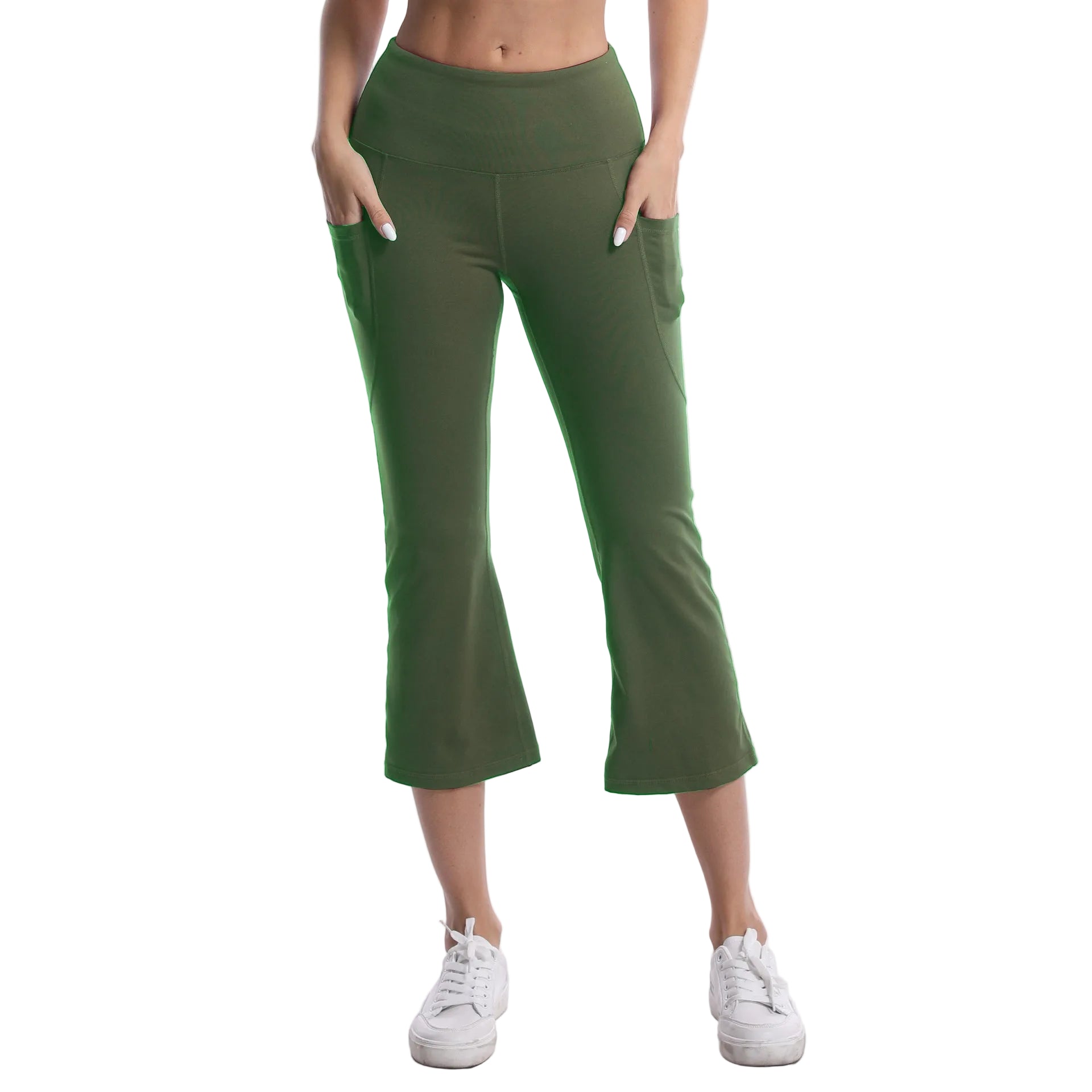 Leggings de yoga de color liso para mujer con bolsillos, pantalones de fitness elásticos cortos