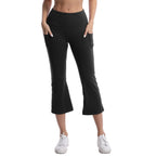 Leggings de yoga de color liso para mujer con bolsillos, pantalones de fitness elásticos cortos