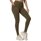 Leggings deportivos de cintura alta para mujer con bolsillos, pantalones de yoga cortos