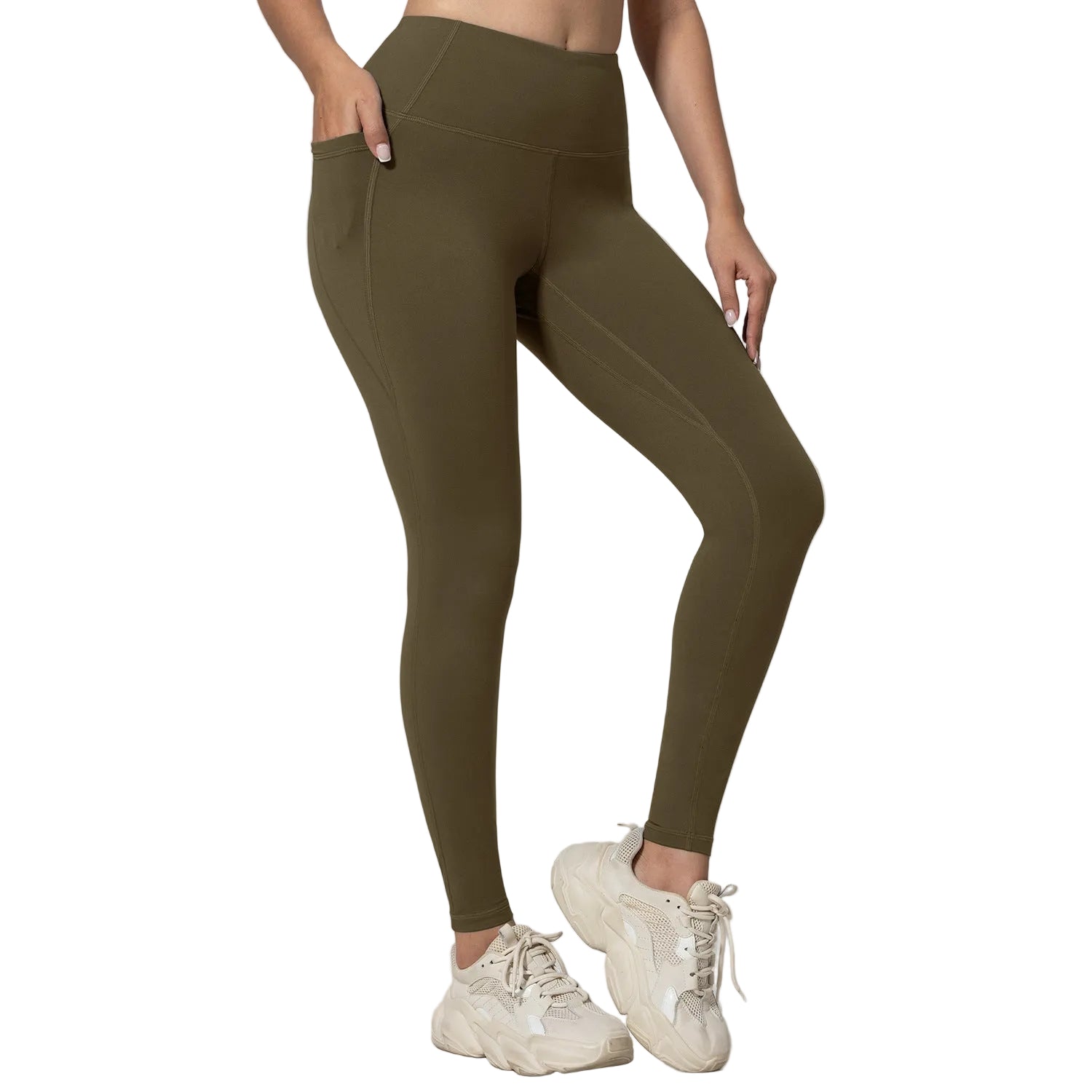 Leggings deportivos de cintura alta para mujer con bolsillos, pantalones de yoga cortos