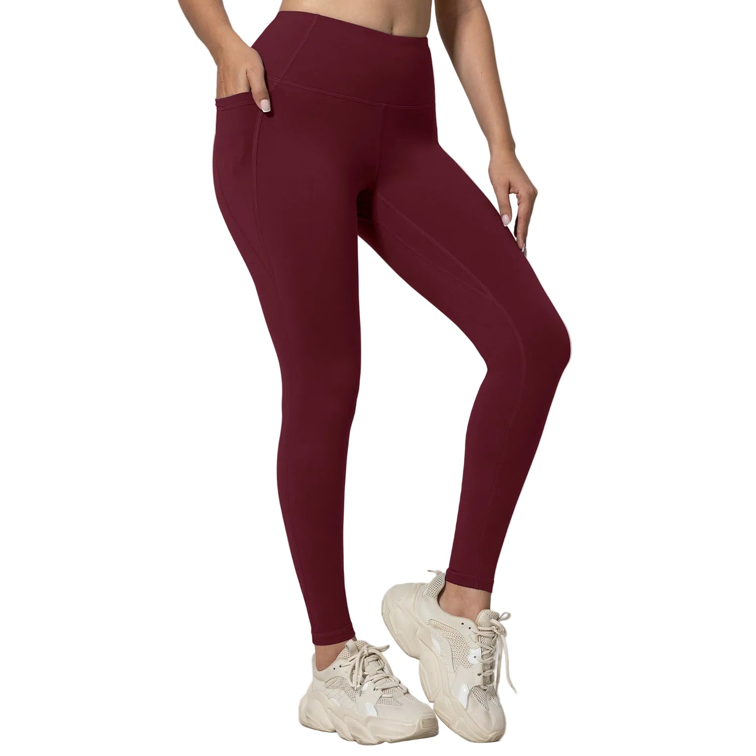 Leggings deportivos de cintura alta para mujer con bolsillos, pantalones de yoga cortos