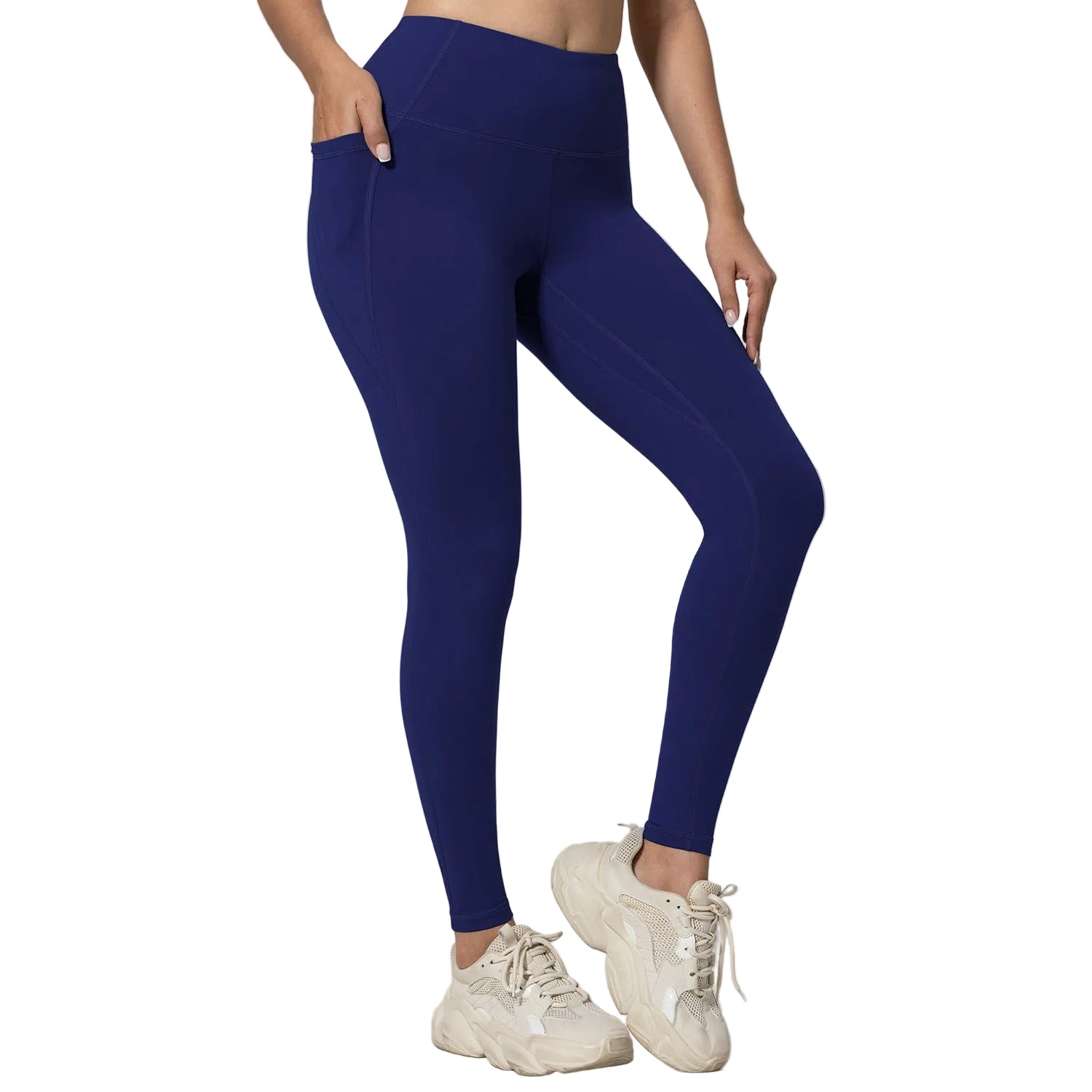 Leggings deportivos de cintura alta para mujer con bolsillos, pantalones de yoga cortos
