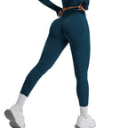 Leggings deportivos de cintura alta sin costuras para mujer, de secado rápido, estilo cropped, para yoga