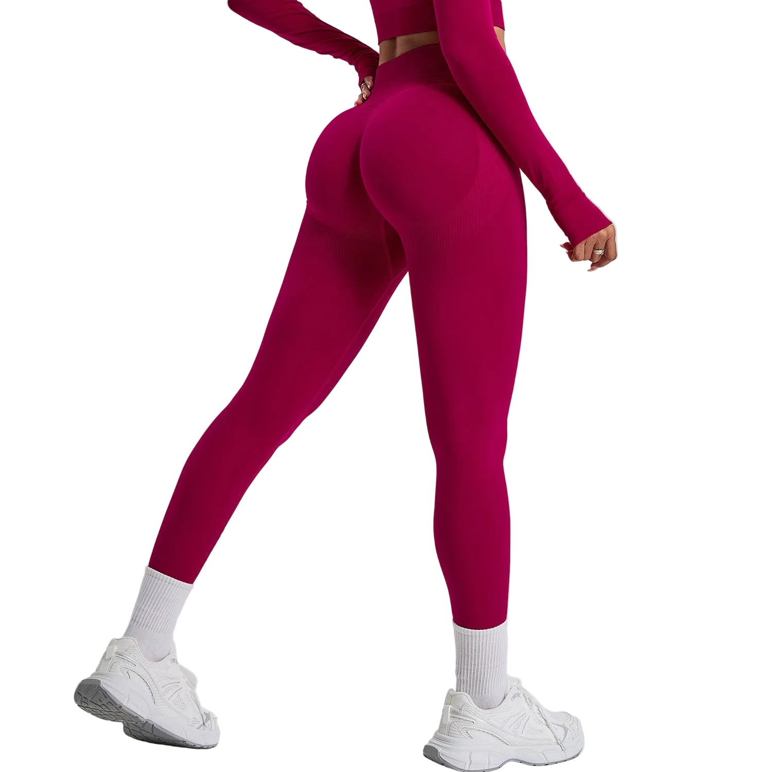 Leggings deportivos de cintura alta sin costuras para mujer, de secado rápido, estilo cropped, para yoga