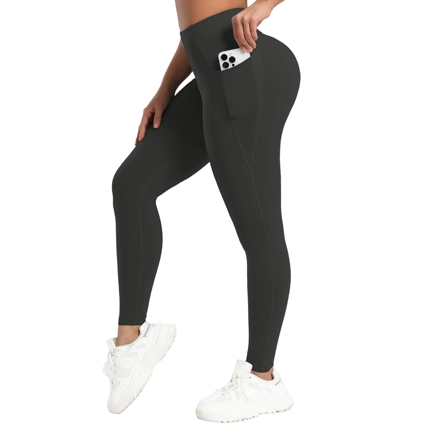Leggings mit hohem Bund und Taschen für Damen – Stretch-Leggings in Cropped-Länge