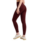 Pantalones de yoga de cintura alta para mujer con forro polar – Mallas deportivas de compresión con tacto nude para fitness y running