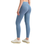 Pantalones de yoga de cintura alta para mujer con forro polar – Mallas deportivas de compresión con tacto nude para fitness y running