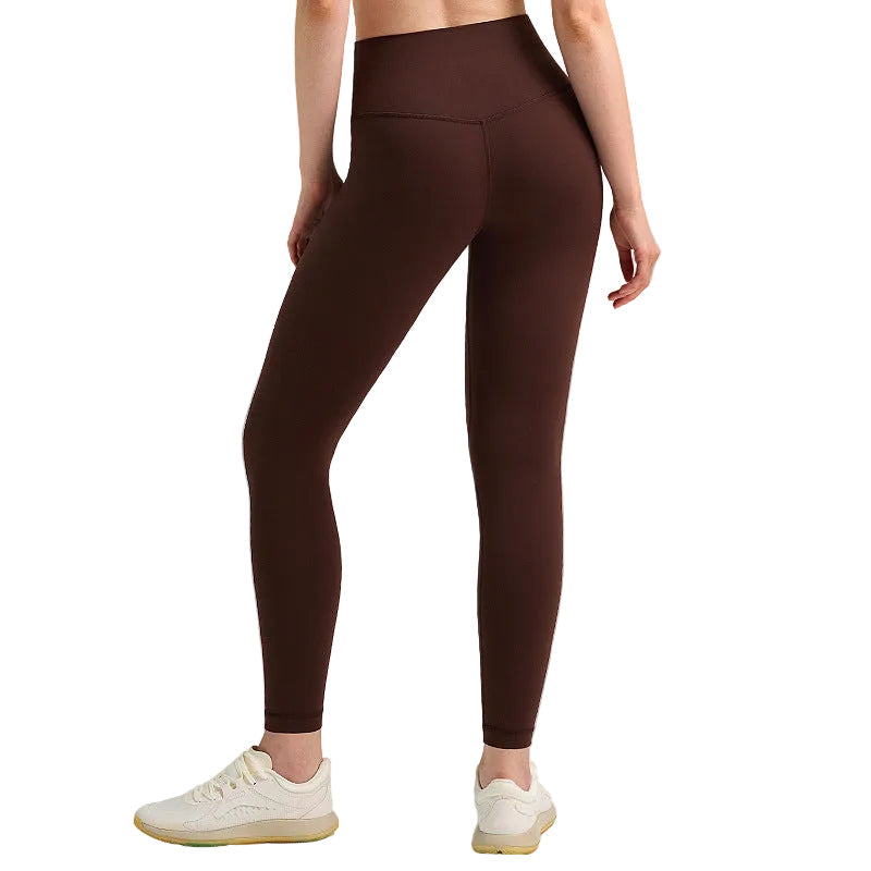 Pantalones de yoga de cintura alta para mujer con forro polar – Mallas deportivas de compresión con tacto nude para fitness y running