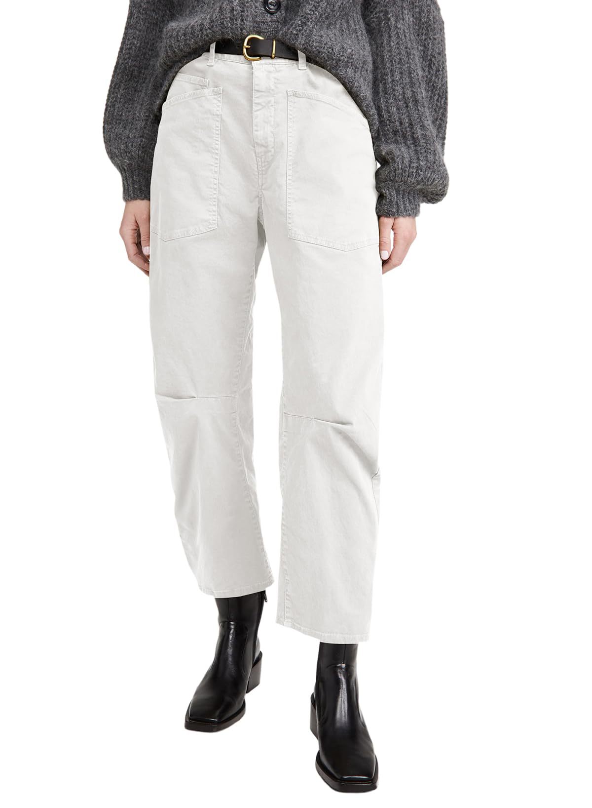 Pantalones vaqueros de mujer de talle alto, corte recto y múltiples bolsillos, largos hasta el suelo