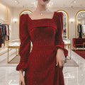 Rotes Party-Outfit für Damen – Elegantes Herbstkleid-Set