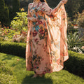 Vestido Largo para Mujer con Estampado Floral, Manga Amplia y Diseño Fluido