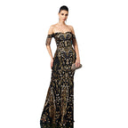 Vestido de noche formal de mujer con lentejuelas, borlas y cola de sirena, sin hombros