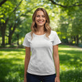 Women's Classic White Cotton T-Shirt – Crew Neck Short Sleeve