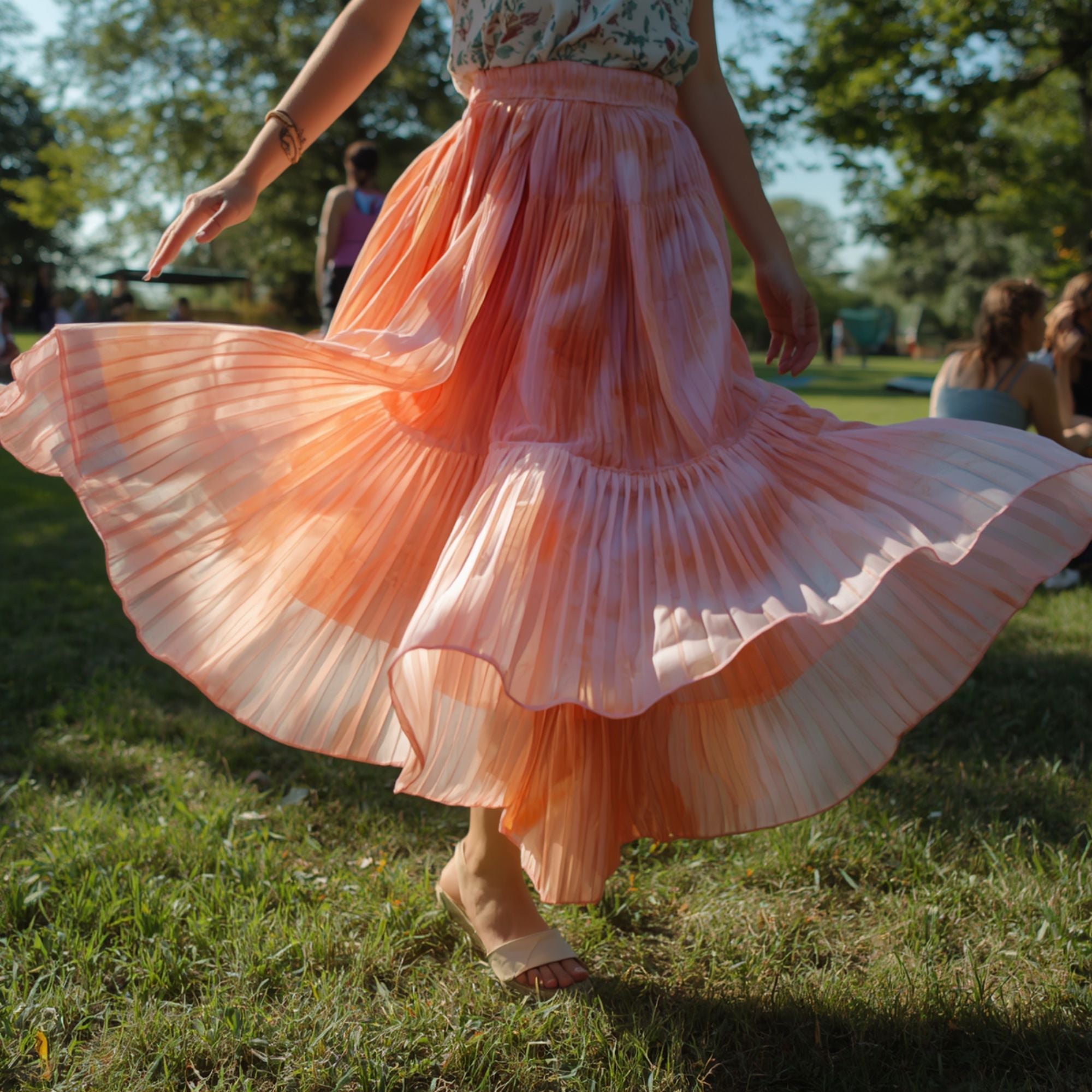 Women's Ombre Pleated Maxi Skirt