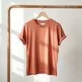 Women's Plain Cotton T-Shirt – Peach Short Sleeve Crew Neck
