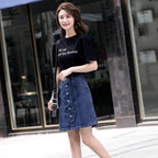 falda denim de mujer cintura alta estilo moderno