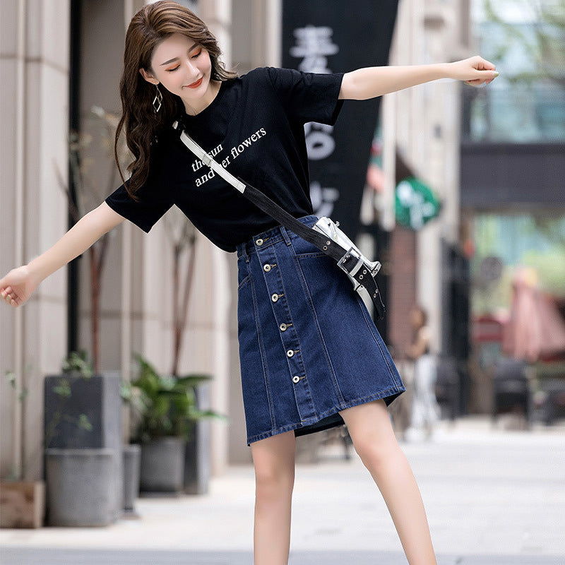 falda denim de mujer cintura alta estilo moderno