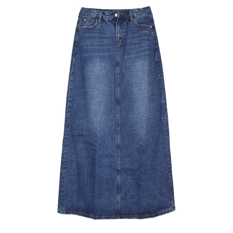 falda denim de mujer con acabado desgastado moderno