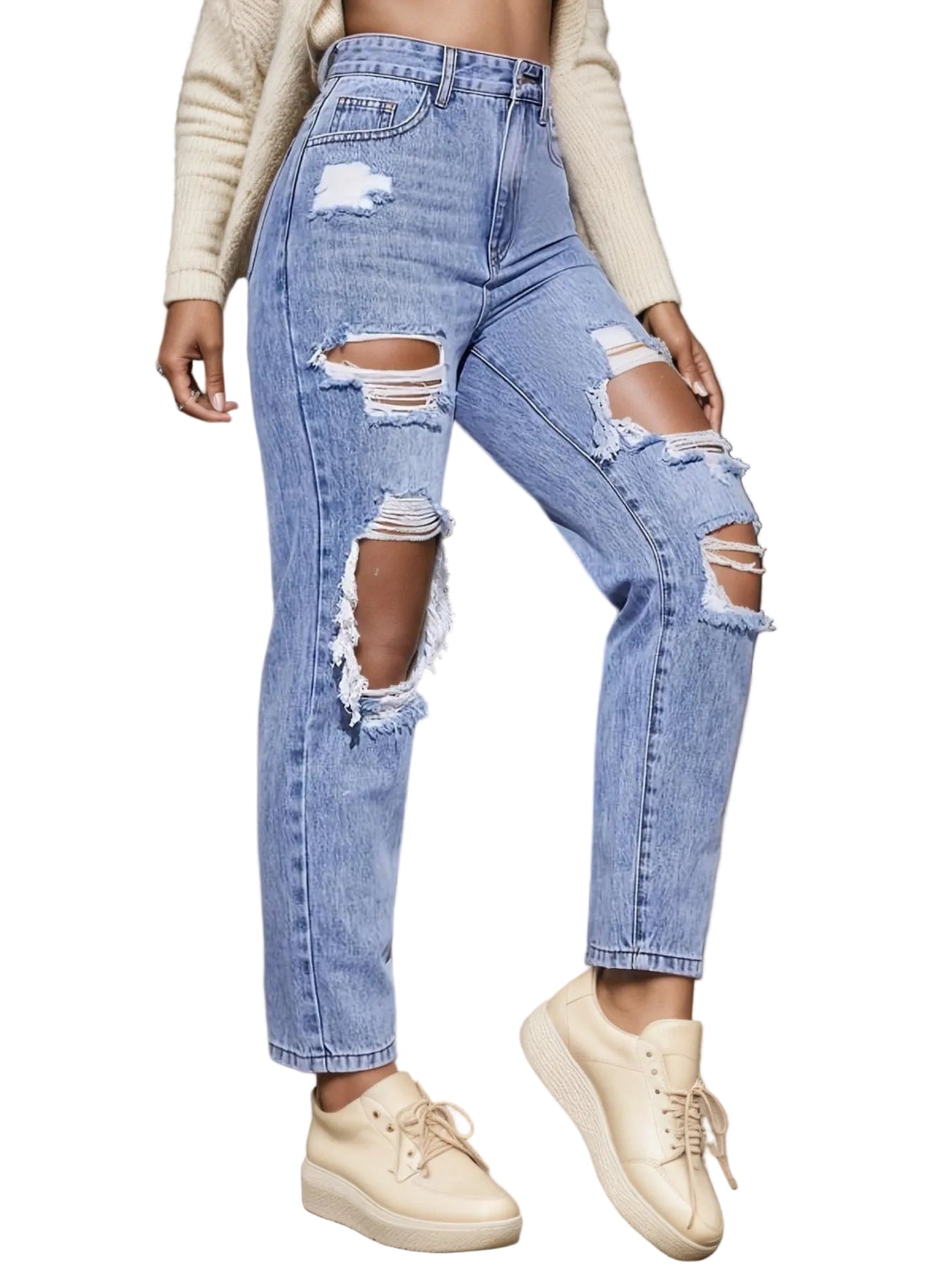 Jeans de mujer cintura alta vista frontal estilo moderno