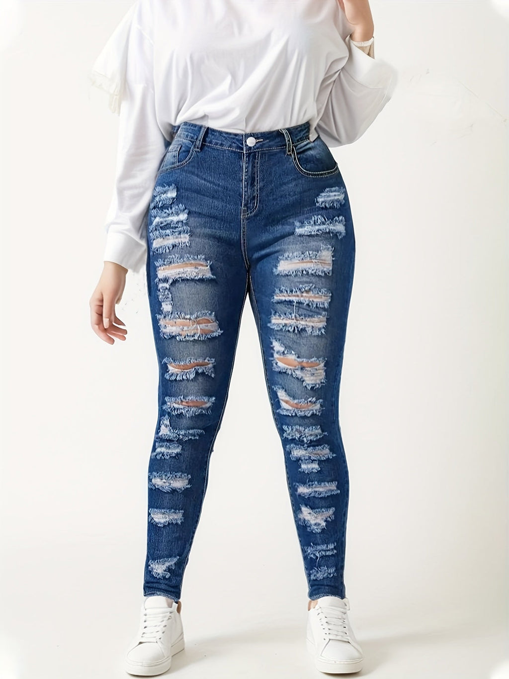Jeans ajustados de cintura alta para mujer con diseño moderno