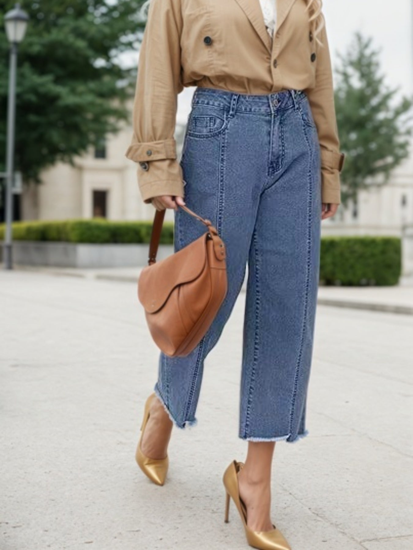 eans de mujer talla grande cintura alta vista frontal