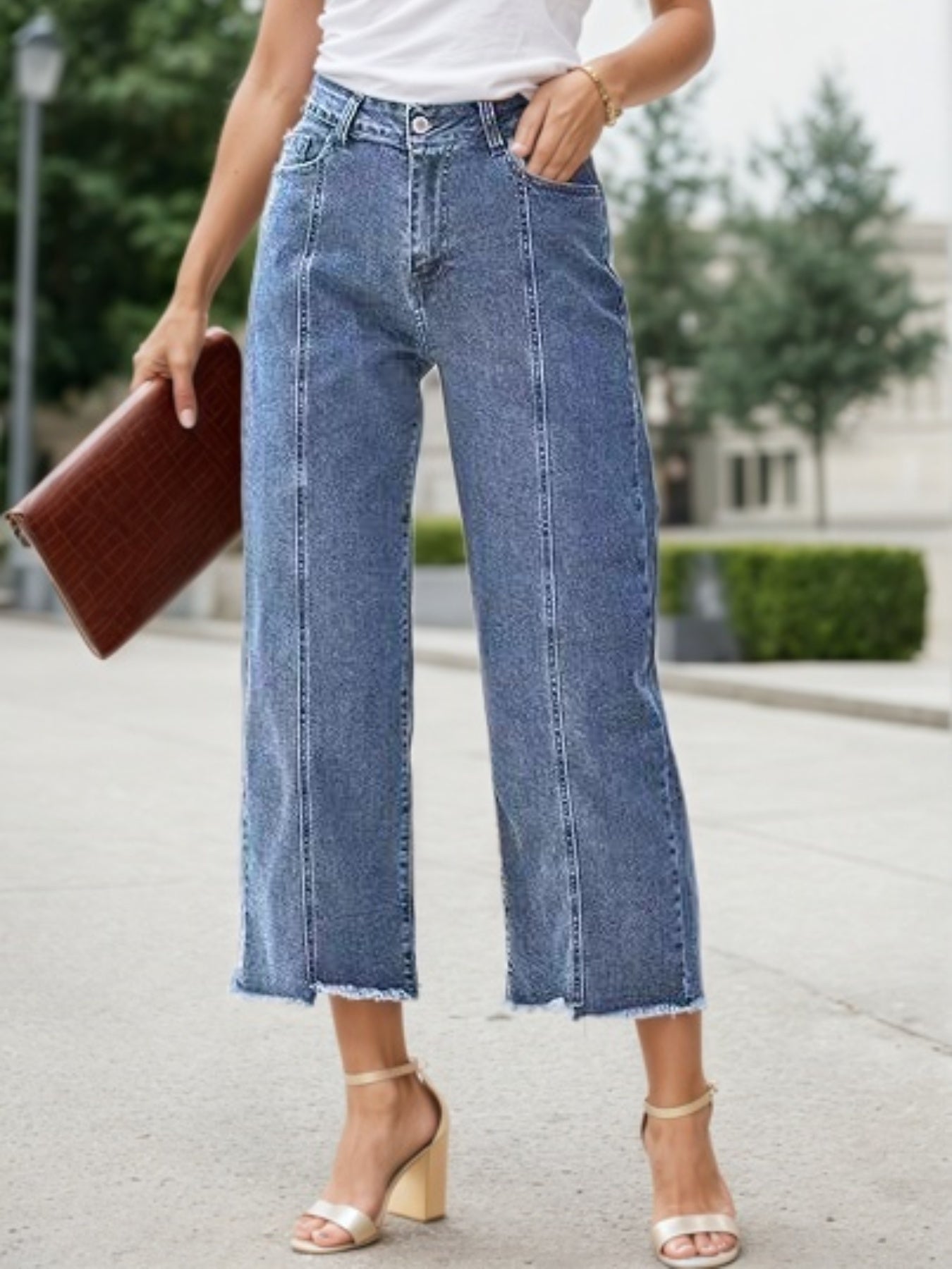 eans de mujer talla grande cintura alta vista frontal