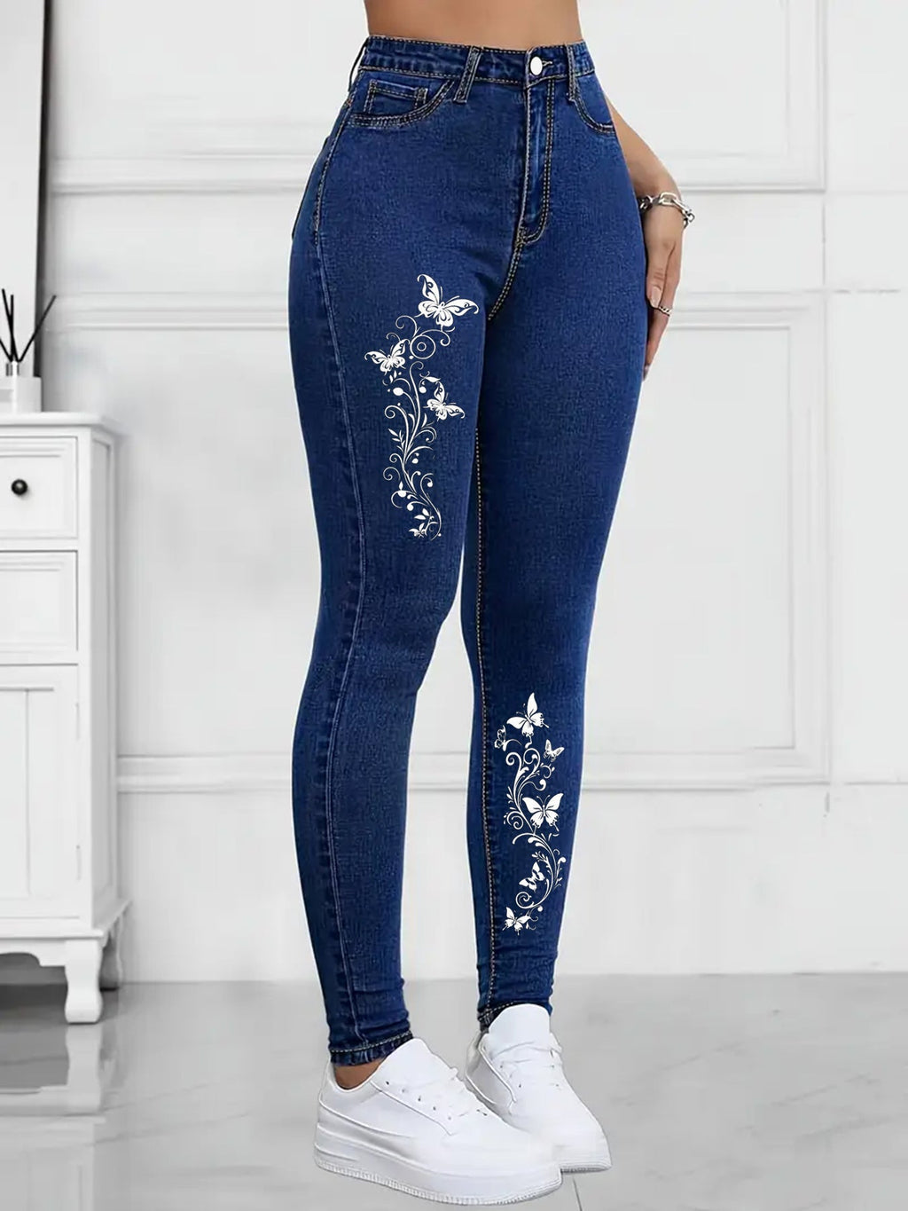 jeans skinny bordados para mujer ajuste slim