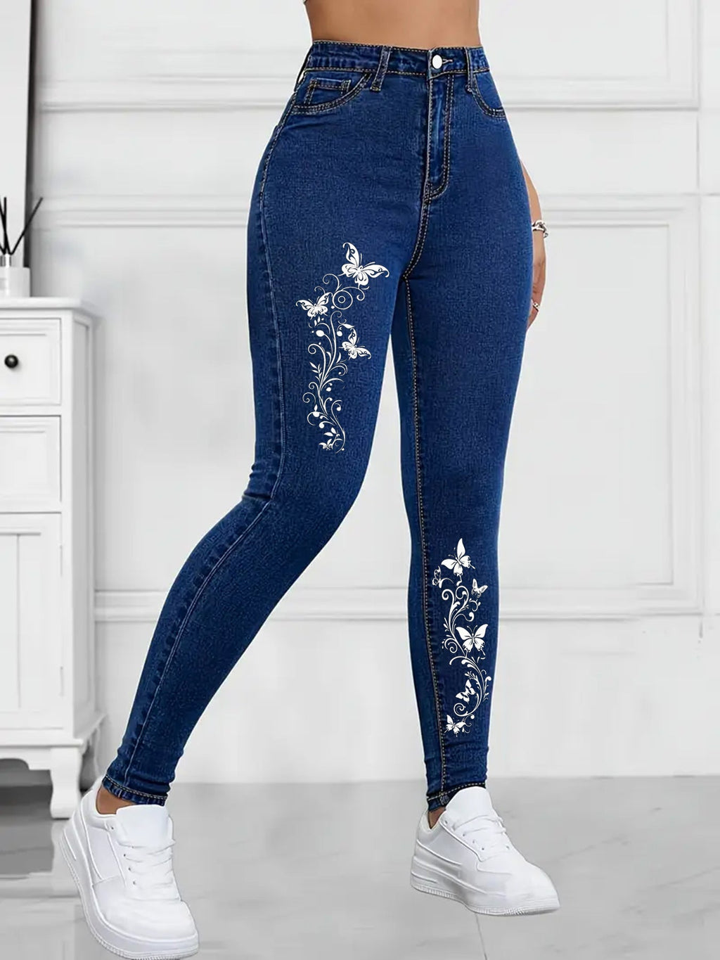 jeans skinny bordados para mujer ajuste slim