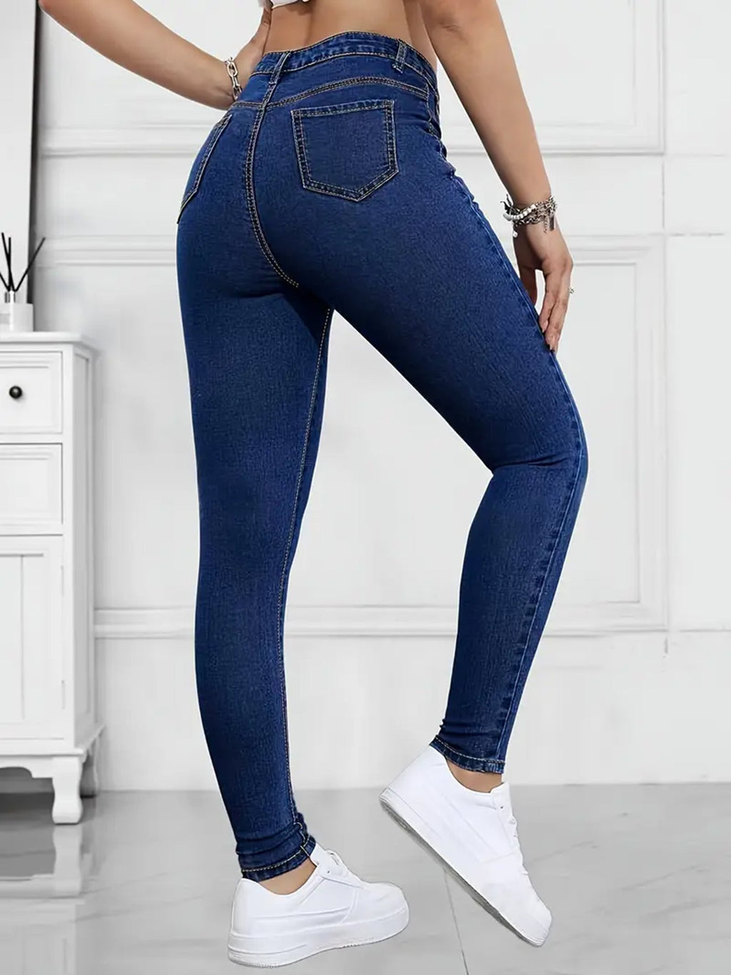 jeans skinny bordados para mujer ajuste slim