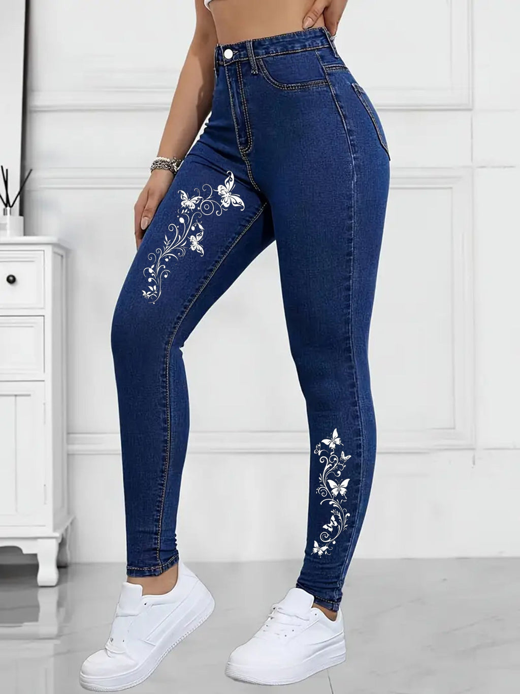 jeans skinny bordados para mujer ajuste slim