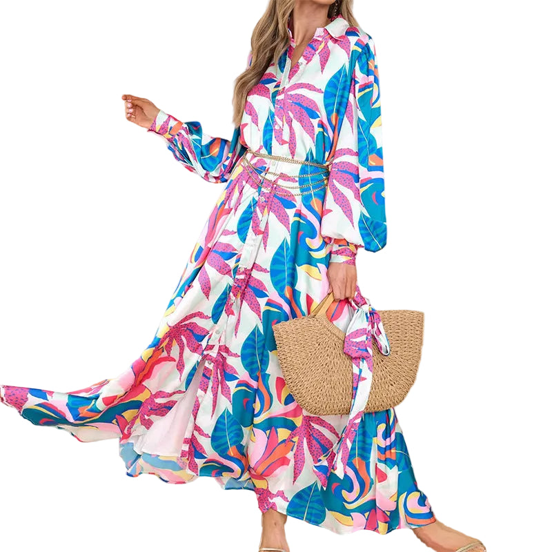 vestido estampado floral de mujer elegante