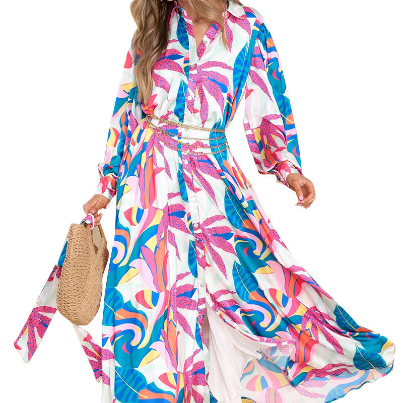 vestido estampado floral de mujer elegante