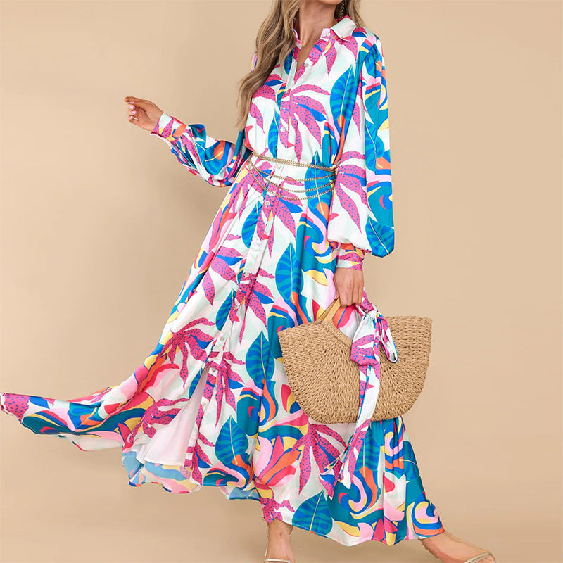 vestido estampado floral de mujer elegante