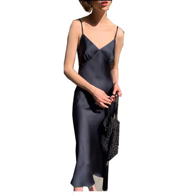 Vestido largo de moda para mujer con tirantes elegantes