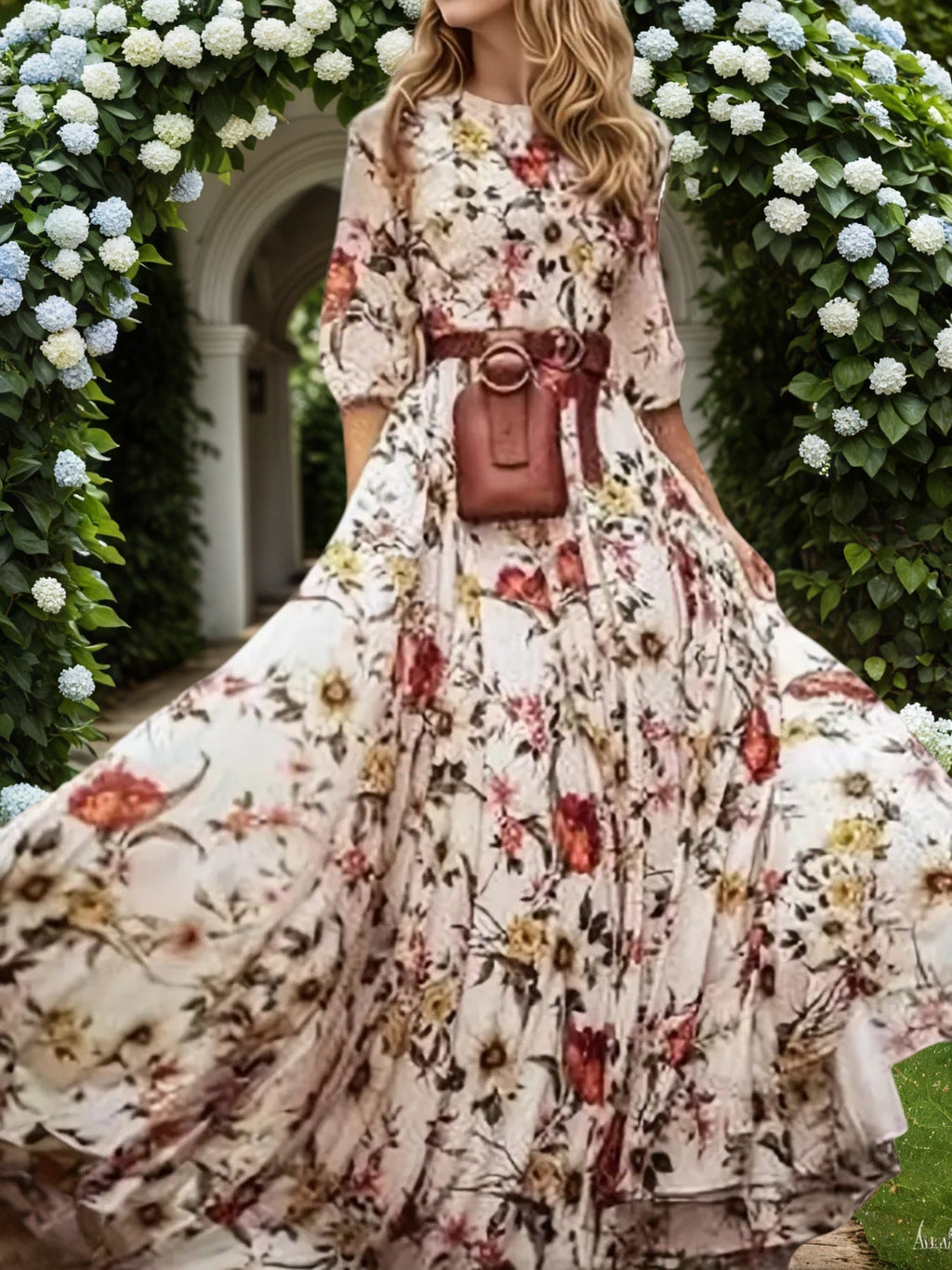 Vestido floral elegante para mujer estilo princesa